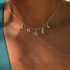 Zircon Letter Necklace, Personalized Initial Necklace, Custom Name Necklace, Gold, Silver, Rose Gold, Engraved Jewelry Gift for Her